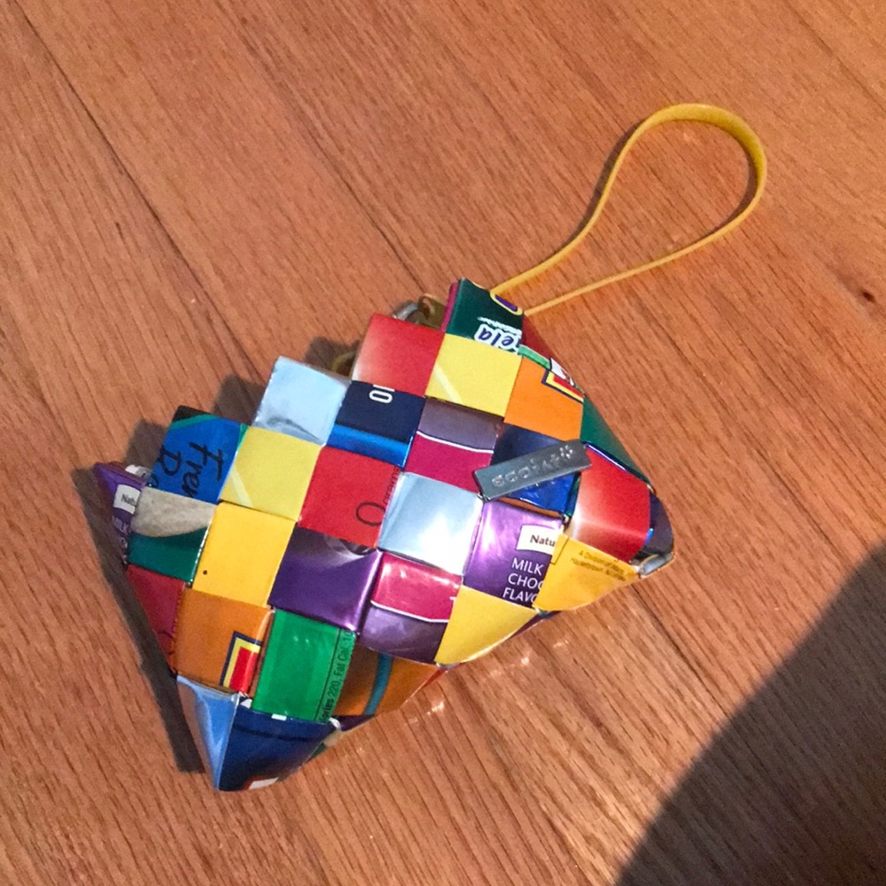 Recycled snack bag wristlet